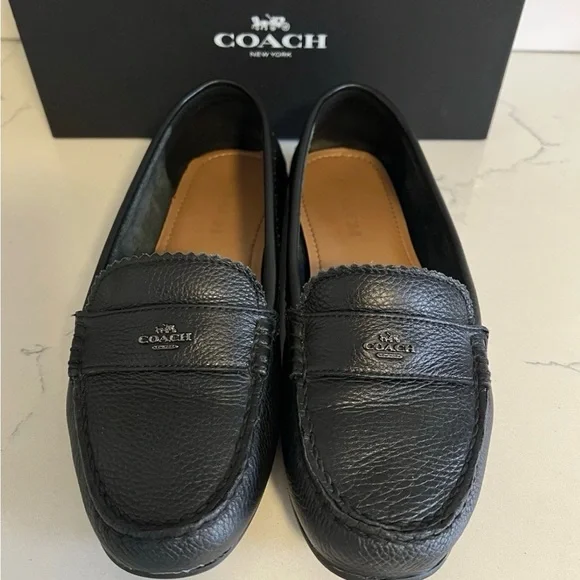 Coach Odette Black Leather Slip-on Casual Women’s Loafer Flat Shoes Size 9.5 - Picture 2 of 10